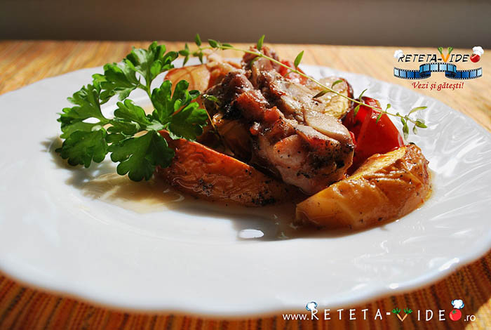 Pui cu Rosii si Piersici