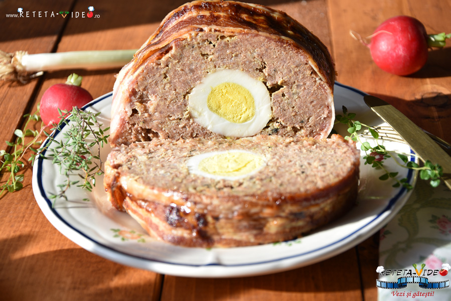 Chiftea cu Oua Fierte la Cuptor - Drob de Carne