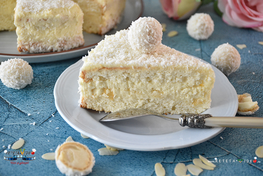 Tort Raffaello cu Mascarpone, Ciocolata Alba si Cocos